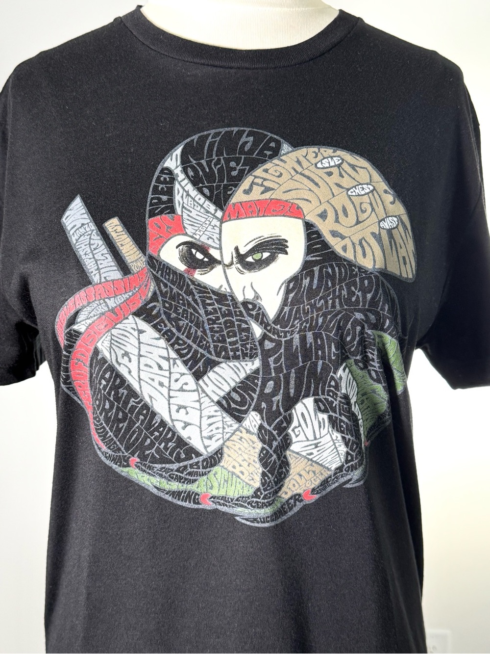 Cotton Heritage M Black Ninja Word Art Graphic Tee Soft Unisex Gamers Streetwear